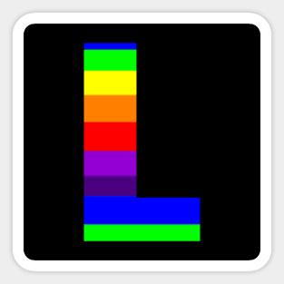 The Letter L in Rainbow Stripes Sticker